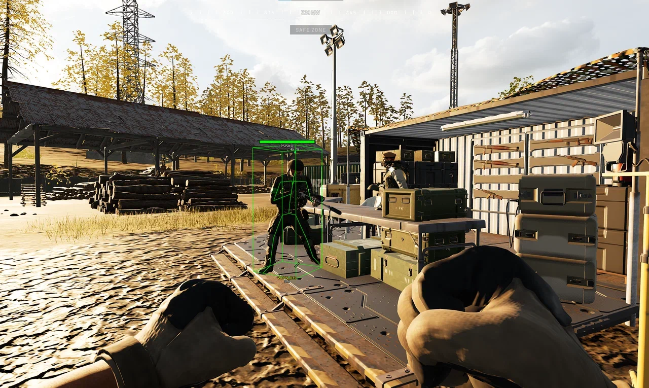 WARDOGS player ESP showing box and skeleton on an enemy at close range