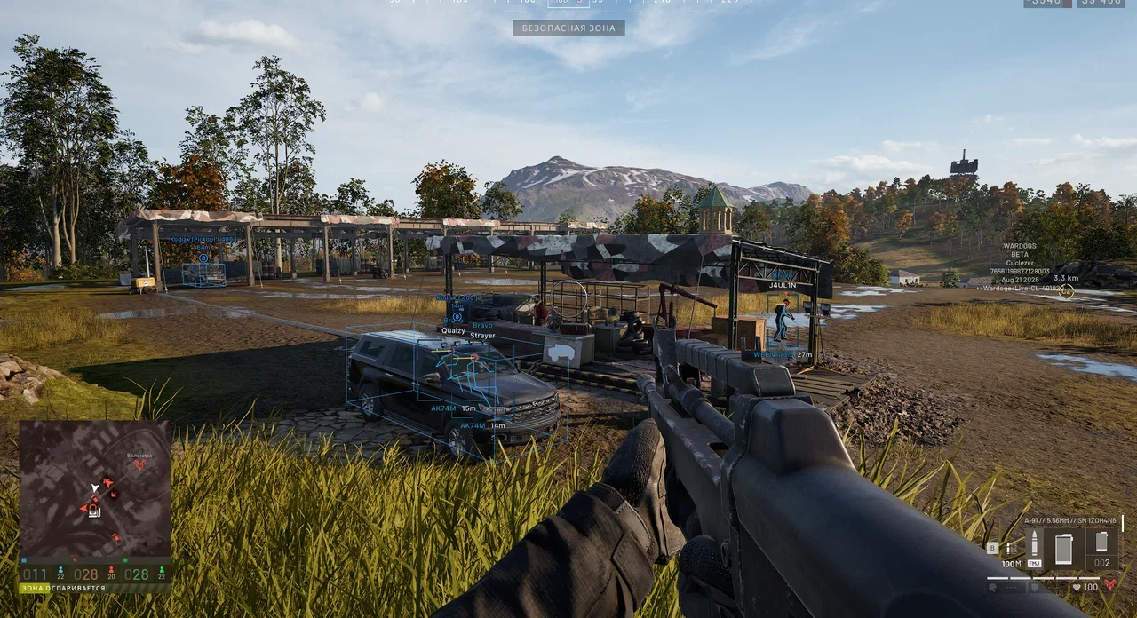 WARDOGS vehicle ESP showing a vehicle with its occupants marked during a contested zone fight